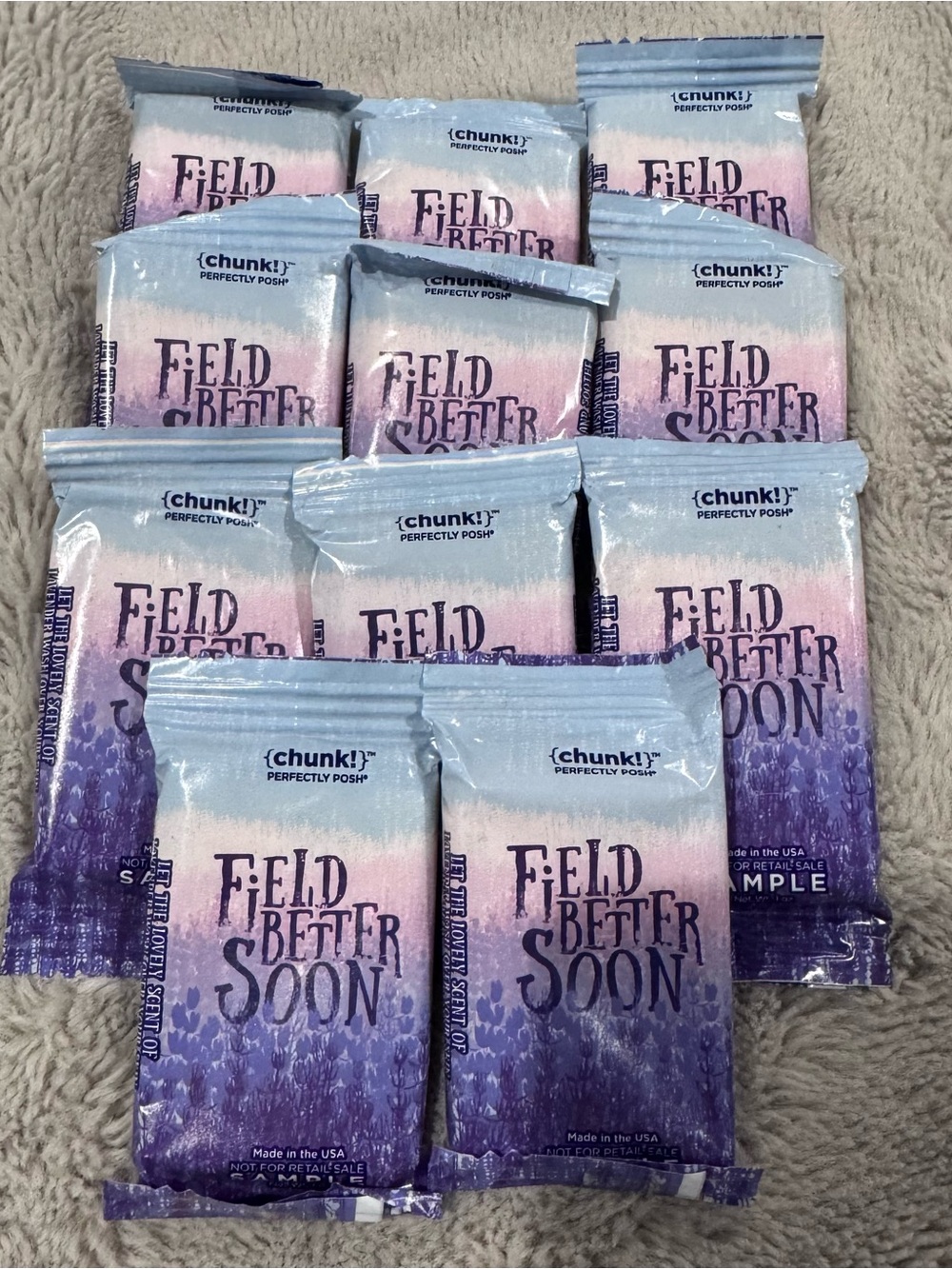 Perfectly Posh CHUNK  Field Better Soon Sample Bars New  - Lot of 11 Made in USA